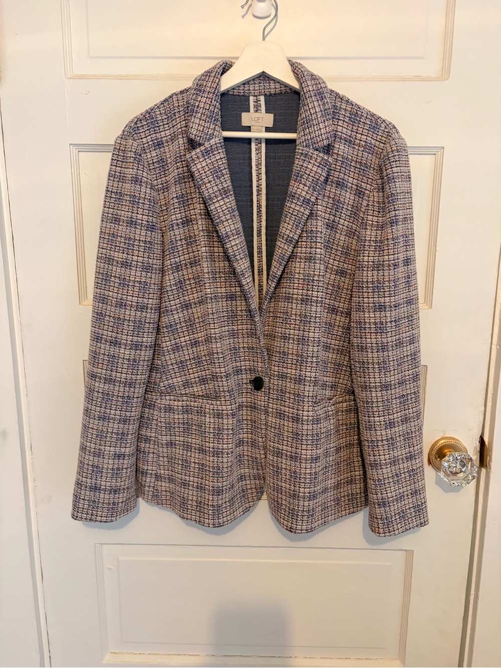 LOFT Multicolor Tweed Jacket with Blue Base